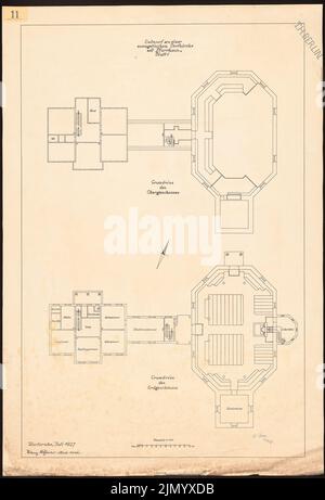 Böhmer Franz (1907-1943), Evangelical village church with rectory (07.1927): floor plan Earth and upper floor 1: 100. Ink on cardboard, 101.1 x 68.7 cm (including scan edges) Stock Photo