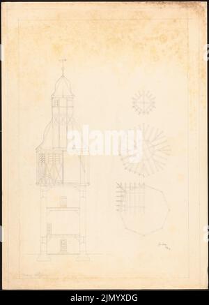 Böhmer Franz (1907-1943), Evangelical village church with rectory (07.1927): cross section of the tower. Pencil on cardboard, 103 x 74 cm (including scan edges) Stock Photo