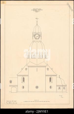 Böhmer Franz (1907-1943), Evangelical village church with rectory (07.1927): View 1:50. Ink on cardboard, 100.4 x 68.5 cm (including scan edges) Stock Photo