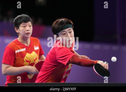 Singapore's Jian Zeng and Tianwei Feng in the Women's Doubles Gold Medal Match at The NEC on day eleven of the 2022 Commonwealth Games in Birmingham. Picture date: Monday August 8, 2022. Stock Photo