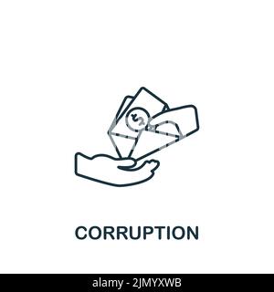 Corruption icon. Monochrome simple line Crime icon for templates, web design and infographics Stock Vector