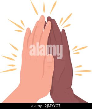 Slap hands with friend semi flat color vector hand gesture Stock Vector