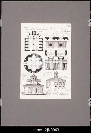 Schmalz Otto (1861-1915), travel sketches from Italy (07.06.1887): Milan: Details of different churches. Ink on paper, 42.8 x 30.8 cm (including scan edges) Stock Photo