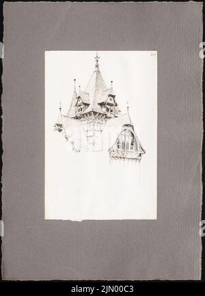 Schmalz Otto (1861-1915), travel sketches from Italy (1887-1887): roof (perspective view). Ink on paper, 42.5 x 30.9 cm (including scan edges) Stock Photo