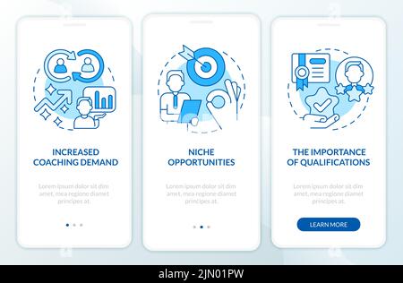 Executive coaching trends blue onboarding mobile app screen Stock Vector