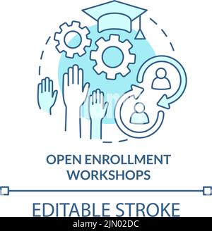 Open enrollment workshops turquoise concept icon Stock Vector