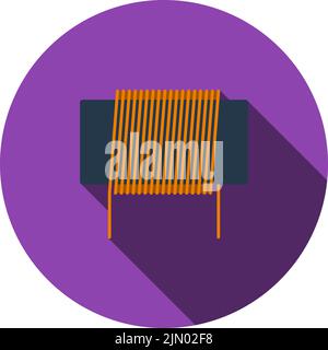 Inductor Coil Icon. Flat Circle Stencil Design With Long Shadow. Vector Illustration. Stock Vector