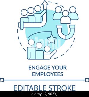 Engage your employees turquoise concept icon Stock Vector