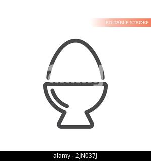 Egg cup or server line vector icon. Serving size, portion outlined symbol. Stock Vector