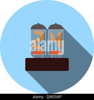 Electric Numeral Lamp Icon. Flat Circle Stencil Design With Long Shadow. Vector Illustration. Stock Vector