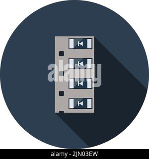 Diode Smd Component Tape Icon. Flat Circle Stencil Design With Long Shadow. Vector Illustration. Stock Vector