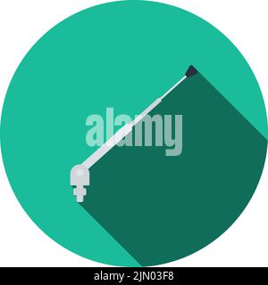 Radio Antenna Component Icon. Flat Circle Stencil Design With Long Shadow. Vector Illustration. Stock Vector