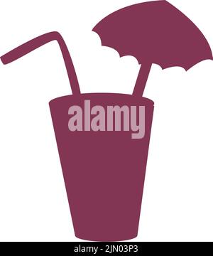 Cocktail glass with umbrella semi flat color vector object Stock Vector