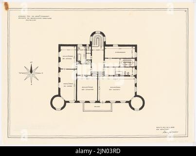 Böhmer Franz (1907-1943), Villa von Benkö in Budapest (April 14, 1929): Preliminary draft floor plan upper floor 1: 100. Ink on transparent, 37.1 x 49.8 cm (including scan edges) Böhmer Franz  (1907-1943): Villa von Benkö, Budapest Stock Photo