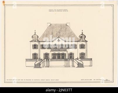 Böhmer Franz (1907-1943), Villa von Benkö in Budapest (March 17th, 1929): Preliminary design view Südemaken 1: 100. Tusche, pencil watercolored on transparent, 36.8 x 49.4 cm (including scan edges) Böhmer Franz  (1907-1943): Villa von Benkö, Budapest Stock Photo