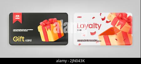 3d reward card. Gift bonus cards, loyalty program for clients or rewarded winner, referral experience cashback free coin ecommerce discount sale promotion, tidy vector illustration reward Stock Vector
