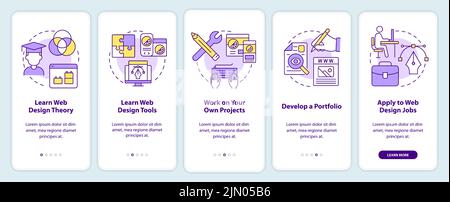 Becoming web designer onboarding mobile app screen Stock Vector