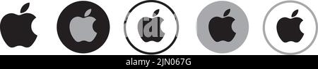 A Set of Apple logos on a white background Stock Vector