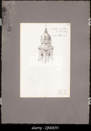 Schmalz Otto (1861-1906), travel sketches from Bavaria, Austria and Italy (12.02.1887): Salzburg: Tower of the cathedral (perspective view). Pencil on paper, 42.6 x 31.1 cm (including scan edges) Schmalz Otto  (1861-1906): Reiseskizzen aus Bayern, Österreich und Italien Stock Photo