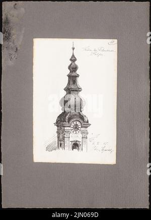 Schmalz Otto (1861-1906), travel sketches from Bavaria, Austria and Italy (11.02.1887): Salzburg: Tower of the Peterskirche (perspective view). Ink on paper, 42.7 x 30.8 cm (including scan edges) Schmalz Otto  (1861-1906): Reiseskizzen aus Bayern, Österreich und Italien Stock Photo