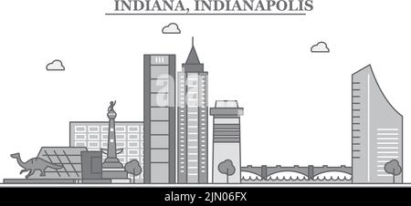 United States, Indianapolis city skyline isolated vector illustration, icons Stock Vector