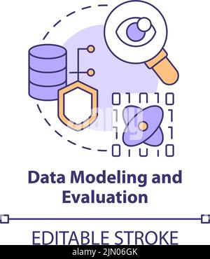 Data modeling and evaluation concept icon Stock Vector