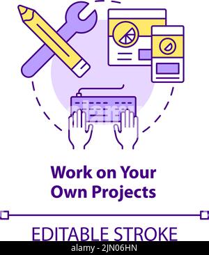Work on your own projects concept icon Stock Vector