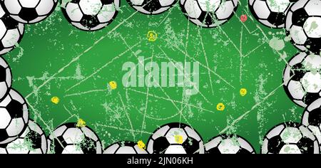 Soccer or Football illustration or template for the great soccer event this year,large copy space.Grungy vector illustration. Stock Vector