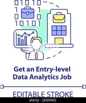 Get entry level data analytics job concept icon Stock Vector