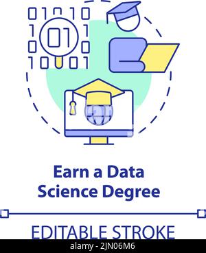 Earn data science degree concept icon Stock Vector