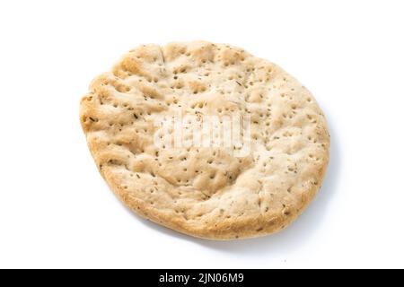 Italian focaccia with rosemary isolated on white background Stock Photo