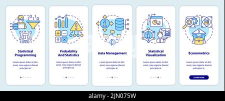 Data analyst skills onboarding mobile app screen Stock Vector