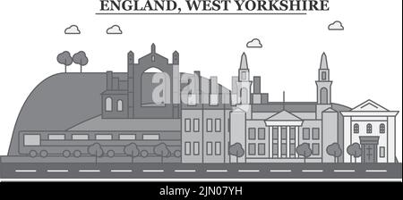 United Kingdom, West Yorkshire city skyline isolated vector illustration, icons Stock Vector