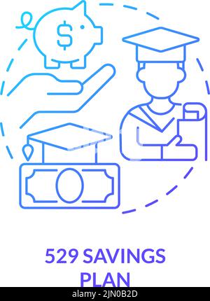 State run savings plan blue gradient concept icon Stock Vector