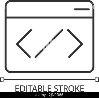 Website source code linear icon concept. Website source code line ...