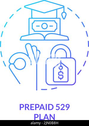 Prepaid federal plan blue gradient concept icon Stock Vector