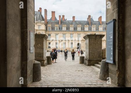 Entrance to Château de Fontainebleau, Palace, royal, buildings, Fontainebleau, France. Stock Photo