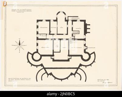 Böhmer Franz (1907-1943), Villa von Benkö in Budapest (April 14, 1929): Floor plan 1: 100. Ink on transparent, 36.9 x 49.5 cm (including scan edges) Böhmer Franz  (1907-1943): Villa von Benkö, Budapest Stock Photo