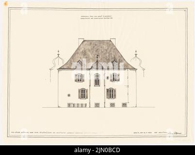 Böhmer Franz (1907-1943), Villa von Benkö in Budapest (April 12, 1929): North facade 1: 100. Tusche, pencil watercolored on transparent, 37 x 49.6 cm (including scan edges) Böhmer Franz  (1907-1943): Villa von Benkö, Budapest Stock Photo