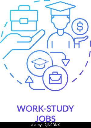 Work study jobs blue gradient concept icon Stock Vector