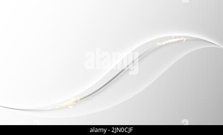 Abstract white and gray wave lines with lighting effect on clean background luxury style. Vector illustration Stock Vector