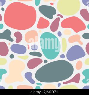 Abstract organic random shapes pebble stone pastel color seamless pattern on white background. Vector illustration Stock Vector