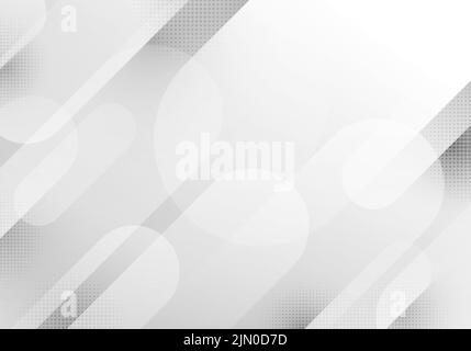 Abstract modern white and gray rounded stripes lines overlapping layered with halftone effect on clean background. Vector illustration Stock Vector