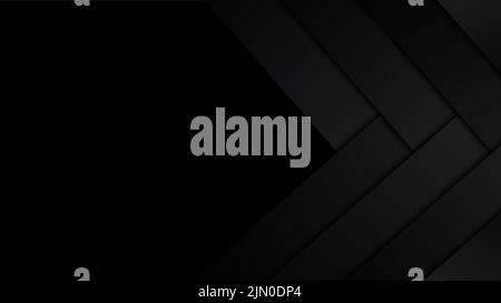 Abstract black stripes diagonal layered arrow on dark background luxury style. Vector illustration Stock Vector
