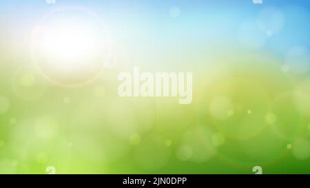 Morning spring summer green nature blurred bokeh background. Vector illustration Stock Vector