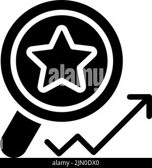 Searching for trends black glyph icon Stock Vector