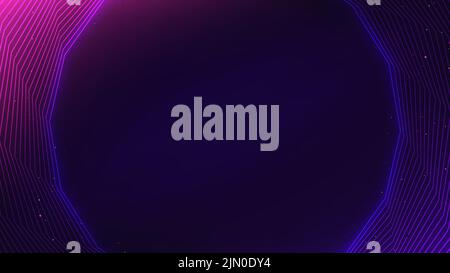 Abstract technology futuristic digital network circles neon lighting lines with dots particles on dark blue background. Vector illustration Stock Vector