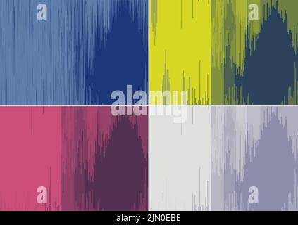 Set of abstract green, blue, pink, white vertical lines scratch effect striped background and texture. Grunge surface. Vector illustration Stock Vector