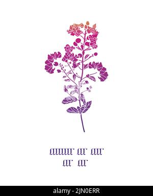 Vector gradient floral tree branch silhouette on white. Elegant graphic design  Symbol element. Great for  all uses Stock Vector