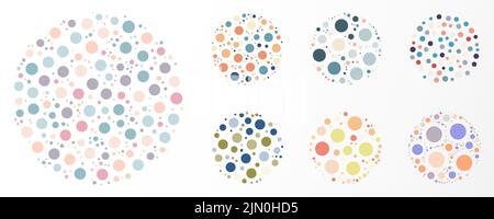 Set of random dots pastel colors pattern circles elements isolated on white background. Vector illustration Stock Vector